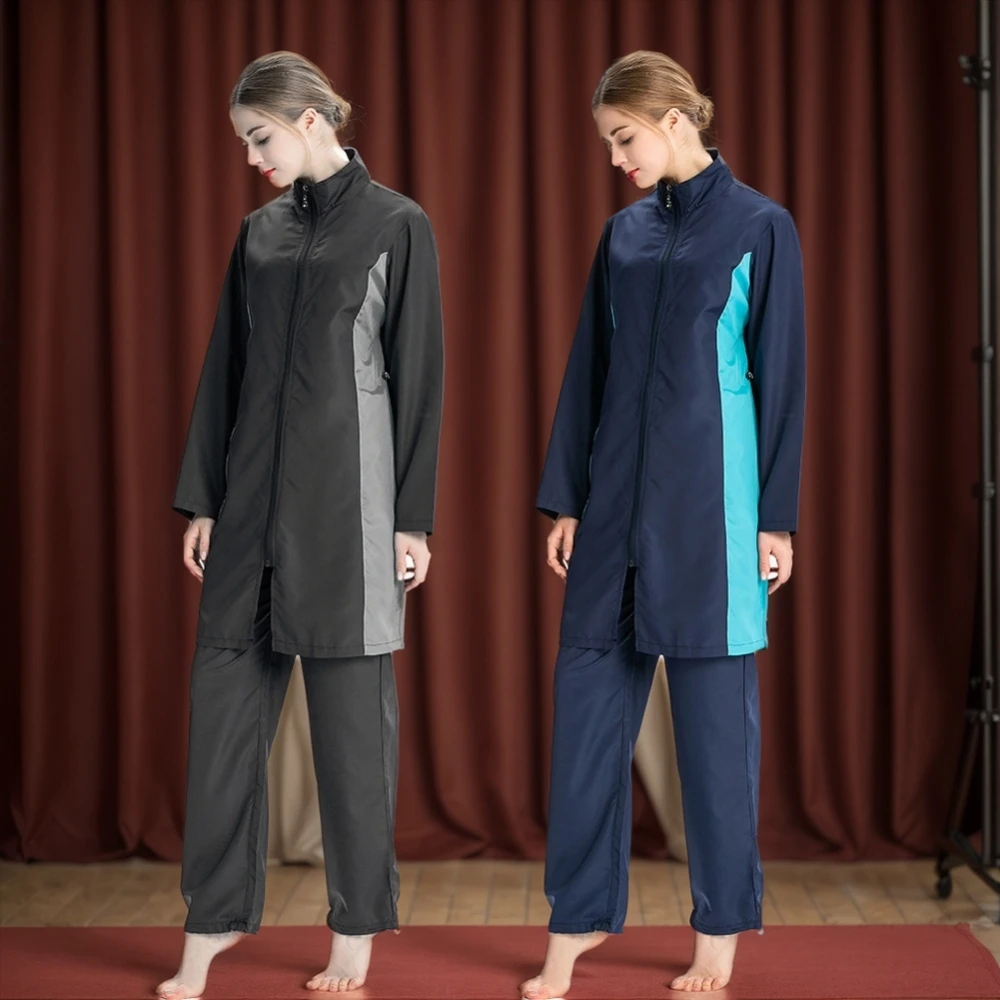 Muslimische Frauen Hijab Badeanzug Kapuzenbadebekleidung Islmaic Full Cover Burkini Arab Modest Beachwear Badeanzug Surf Badebekleidung Image