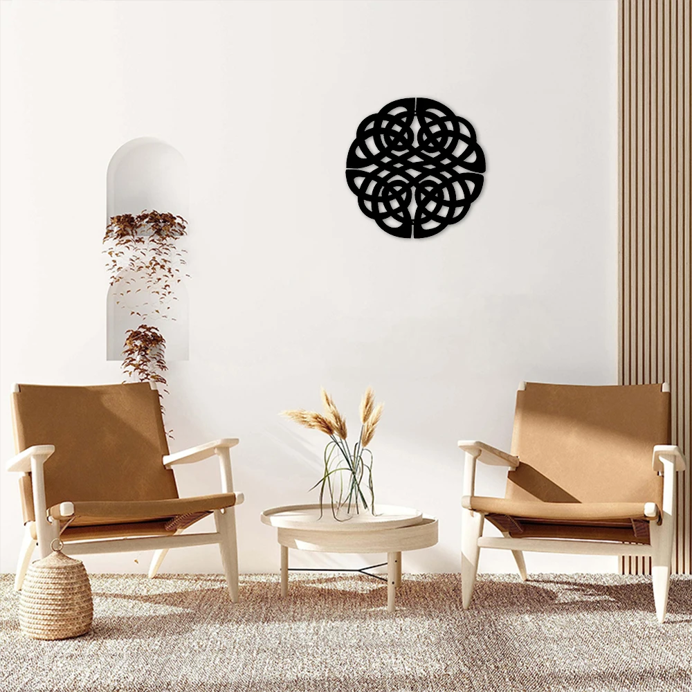 Wanddekoration mit keltischem Knoten, Wanddekoration für Wohnzimmer, elegante Wanddekoration aus Metallkunst, Wanddekoration für den Außenbereich aus Metall, Einweihungsgeschenk Image