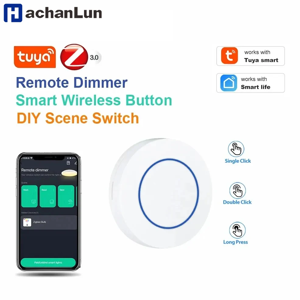 Tuya Zigbee Smart Button Szene Schalter Smart Leben Fernbedienung Wireless One Key Controller Smart Home Automation Scenerio Schalter Dimmer Image