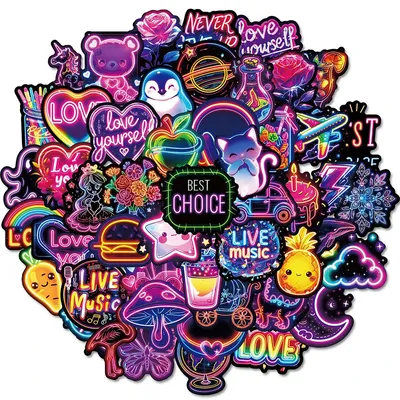 10/30/50 stücke Nette Cartoon Liebe Neon Licht Aufkleber Kawaii Graffiti Dekoration Aufkleber Laptop Koffer Notebook Kind DIY Aufkleber Spielzeug Image