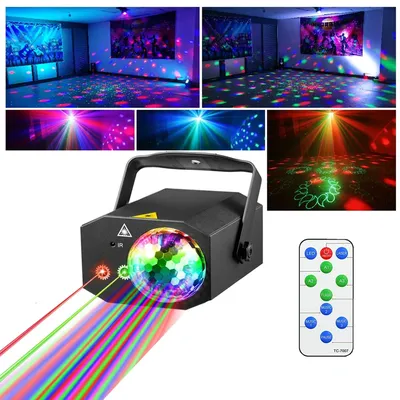 Party Light Dj Disco Ball Light with Pattern Laser Projection and Sound Activation, Colorful