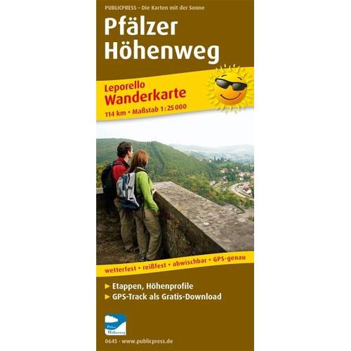 PublicPress Wanderkarte Pfälzer Höhenweg, 14 Teilkarten
