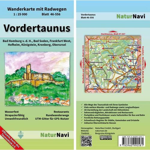 NaturNavi Wanderkarte mit Radwegen Vordertaunus