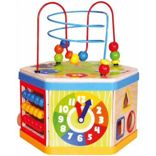 Bino 84186 - Combi-Motorikwürfel 7in1, Holz/Kunststoff, bunt - Mertens