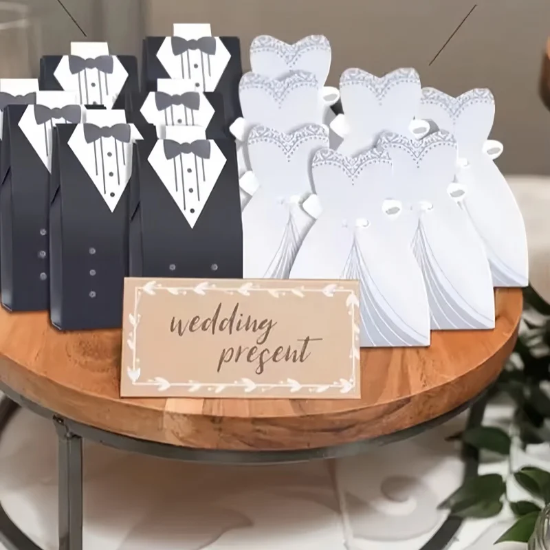 20/40 pezzi scatola di caramelle di nozze in stile europeo, scatola regalo di nozze a forma di abito da sposa e da sposo, confezione regalo di caramelle di nozze vintage creativa