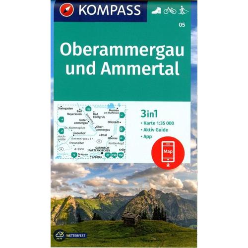 KOMPASS Wanderkarte 05 Oberammergau und Ammertal 1:35.000