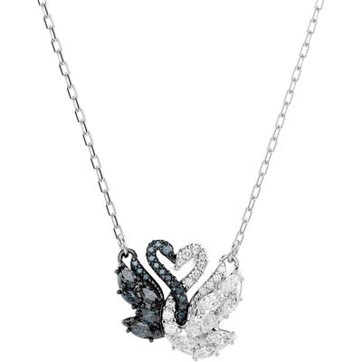 Kette mit Anhänger SWAROVSKI "Schmuck Geschenk Swan Anhänger Schwan", schwarz-weiß (metallfarben, kristallweiß, schwarz), Halsketten, Damen, Metall, L: 45cm, mit Swarovski Zirkonia (synth.) Image