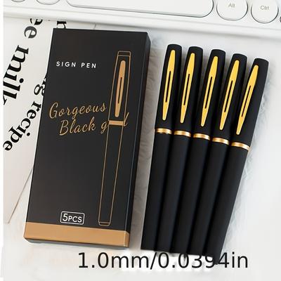 TEMU 5pcs Elegant Black & Pens - Fine Point 0.5mm/0.7mm/1.0mm, High Capacity, Ideal For Office Use Image