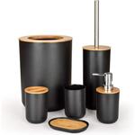 6 Pcs Ensemble d'accessoires de Salle de Bain en Bambou, Ensemble d'accessoires de Salle de Bain,