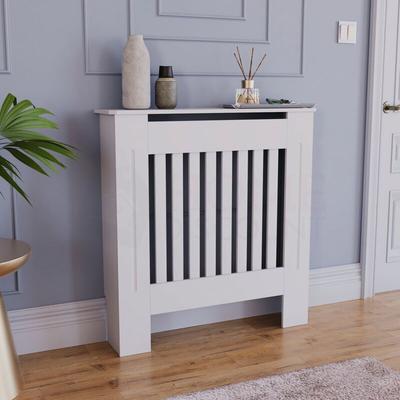 Home Discount - Chelsea Radiator Cover mdf Modern Cabinet Slatted Grill, White, Small Image