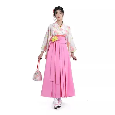 Damen Samurai Hakama Uniform Bushi Weitärmel Uniform Kostüm Geisha Anime Cosplay Halloween Kimono Image