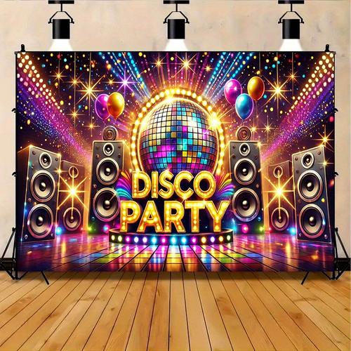 TEMU 1pc, 8x6ft Polyester Disco Party Backdrop, Banner polyvalent pour mariage, anniversaire, Noël, An, Saint-Valentin, Pas besoin d'électricité, Idéal pour les fêtes en salle et en extérieur
