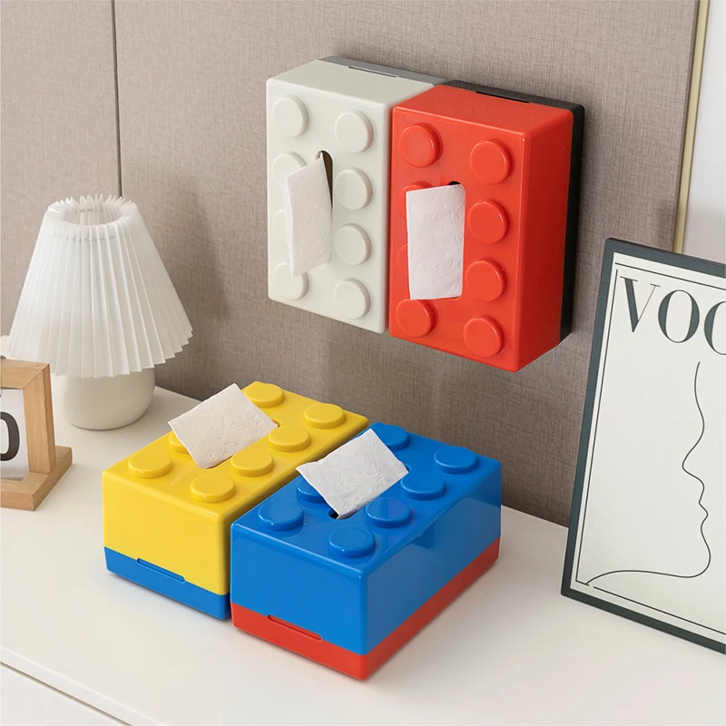 Doppelfarbige Taschentuchbox mit Feder, Wandmontage, Taschentuchhalter für Badezimmer, Küche, Zuhause, Taschentuchbox, Organizer Image