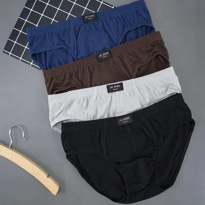 Männer 100 % Baumwolle Atmungsaktive Slips Bequeme Männliche Unterwäsche Dessous Höschen Unterhosen Plus Größe XL -5Xl Image