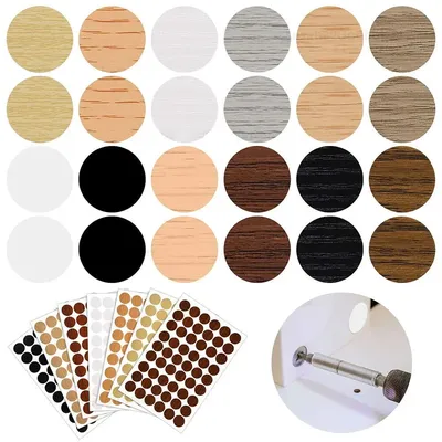 54 Stück/Blatt selbstklebende Möbelschraubkappen-Abdeckungsaufkleber, runde Aufkleber für Zuhause, Holzhandwerk, Schreibtisch, Schrank, dekorative Aufkleber Image