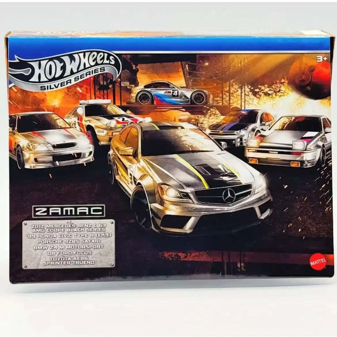 Original Hot Wheels Auto Silber Serie ZAMAC 1/64 Spielzeug Jungen Diecast Ford Foucs Honda Civic Toyota AE86 Mercedes Benz Geschenk