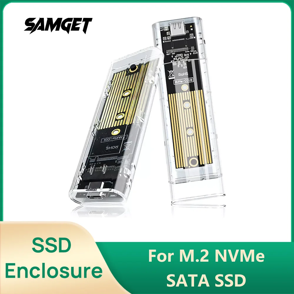 Samget M.2 NVME SATA Solid State Drive Externes Gehäuse 2230/2242/2260/2280 10 Gbit/s Typ A + Typ C Gehäuse für M/M+B Key SSD Image