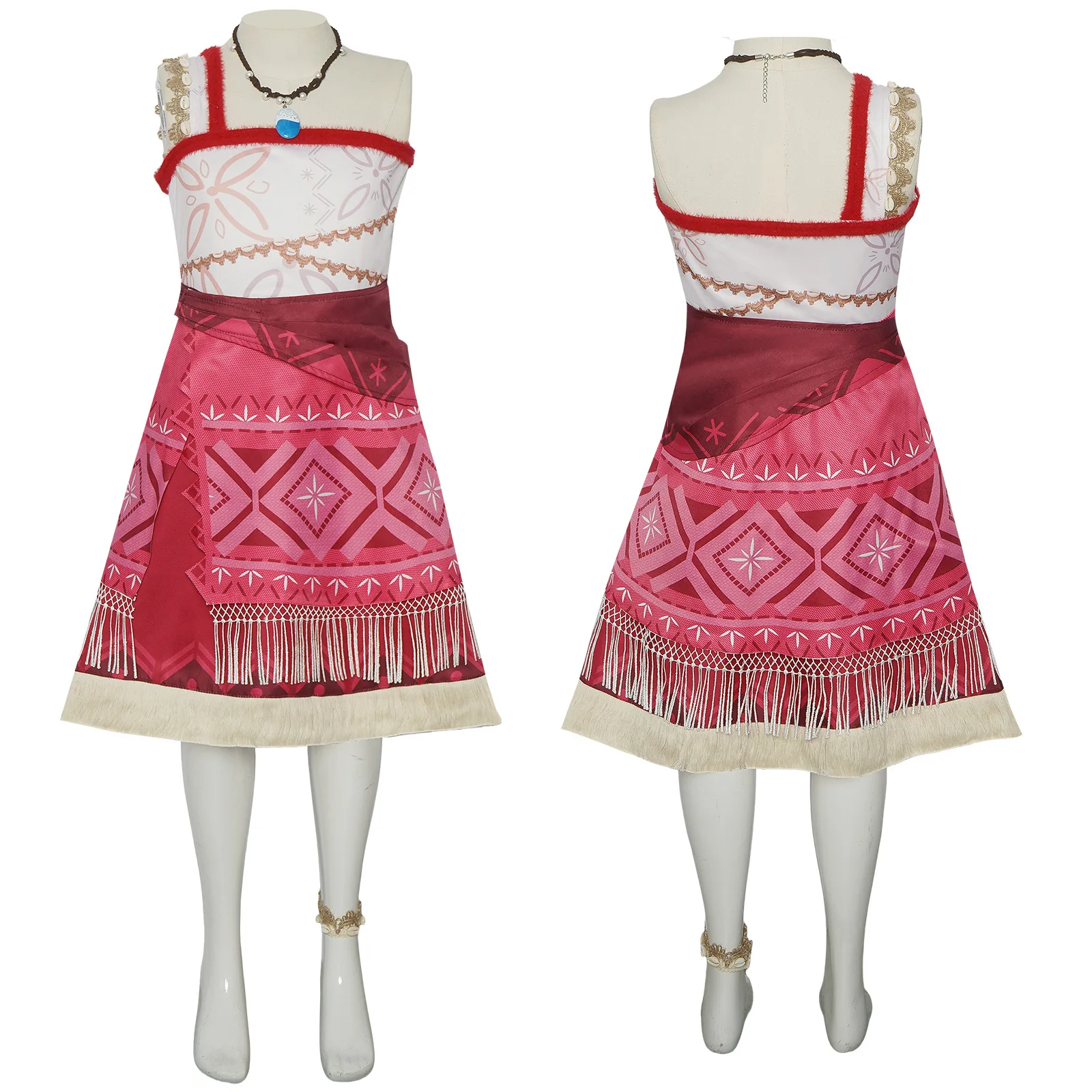 Moana Cosplay Kostüm Komplettset Kinder Erwachsene Modell Polynesian Tribal Kleid + Zubehör Halloween Anime Party Kostüm Image
