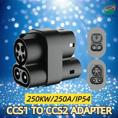 Isigma 250A CCS1 DC zu CCS2 Elektrofahrzeug Auto Steckdose Schneller EV-Ladeadapter 250 kW Adapter Image
