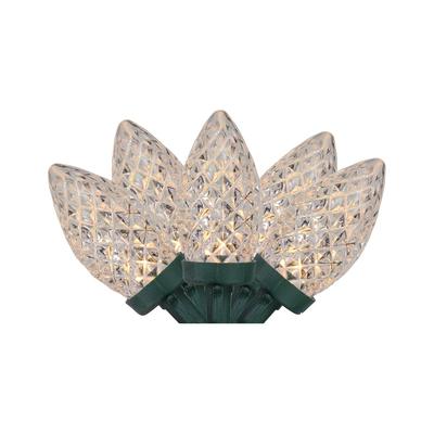 Northern Lights Northlight 100 Warm White Led Faceted C9 Christmas Lights - 66 Ft Green Wire