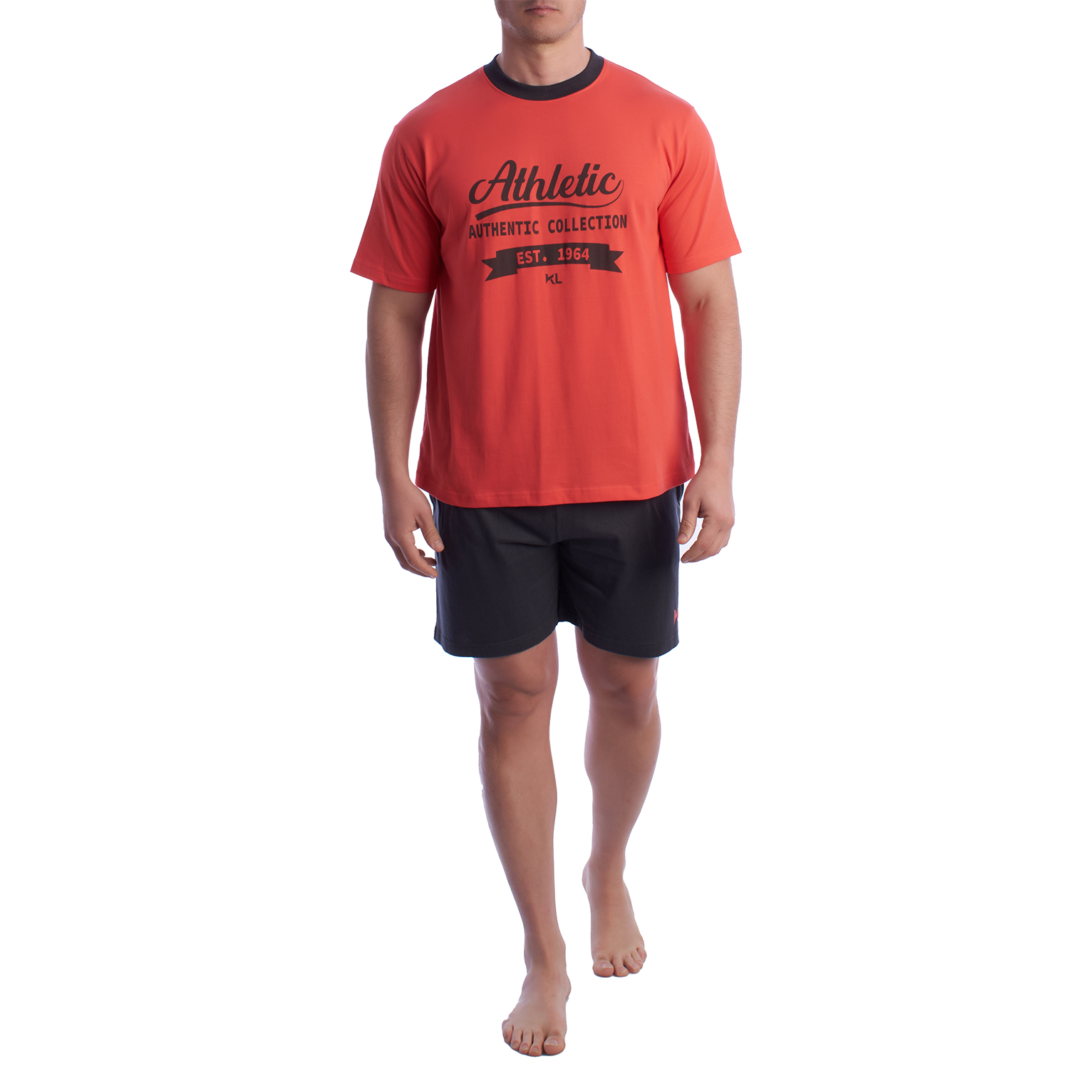 Herren-Pyjama mit kurzen Ärmeln aus 100 % Baumwolle KL30000 Image