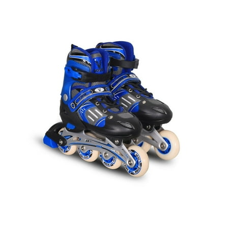 Viva Adjustable Inline Skates With Different Wheel Size Roller Inline Skates For All Boys And Girls (Medium (5-7.5 Uk) 68mm - Wheel Size) Balanced Frame For Power & Stability
