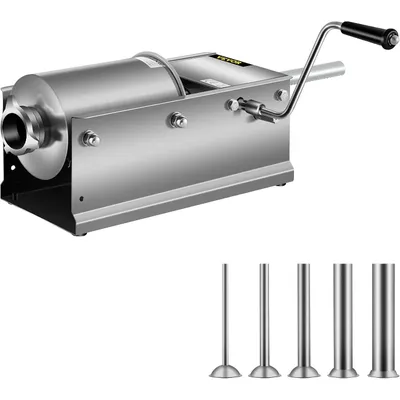 Horizontal Sausage Stuffer 3L/ 7Lbs Manual Sausage Maker With 5 Filling Nozzles Sausage Stuffing