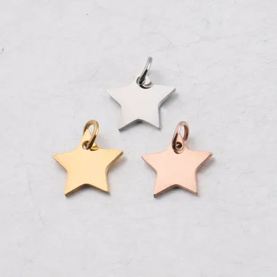 Fnixtar 20Pcs 12mm Mirror Polish Stainless Steel Cutting Star Pendant Charms With Jump Rings For DIY