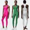 Two Pieces Fitness Yoga Set Women Solid Color Ribbed Gym Suit Female Breathable Slim Fit Running Sportswear Workout Clothes