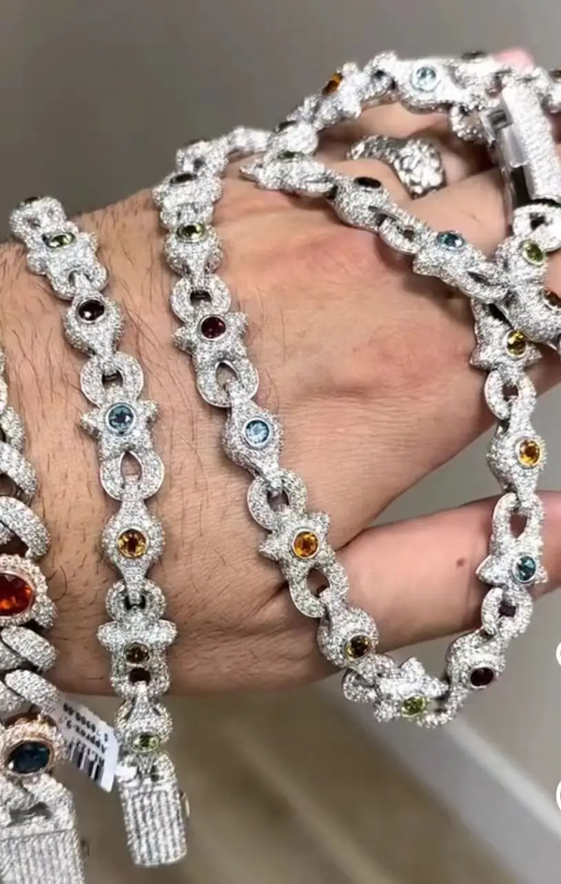 Iced Out Bling Summer Hot Uomo Donna Set di gioielli Hip Hop Micro pavimentato CZ Collana con bracciale a catena cubana con ciondolo stella marina
