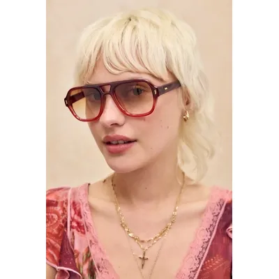 UO River Aviator Sunglasses - Red at Urban Outfitters