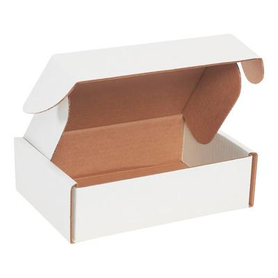 Lavex 9" x 6 1/2" x 2 3/4" White Deluxe Corrugated Mailer with Front Locking Tabs - 50/Case