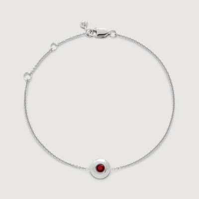 Sterling Silver January Birthstone Chain Bracelet Red Garnet