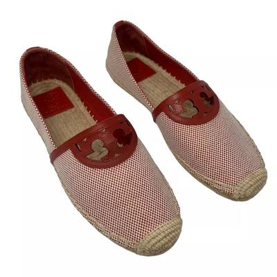 Tory Burch Shoes | Tory Burch Espadrillesidney Rusty Knot Luggage Canvas/Calfskin Size 9.5 | Color: Red | Size: 9.5