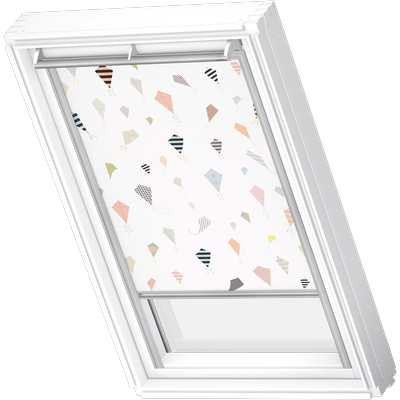 Verdunklungsrollo VELUX "DKL 4667S, Motiv: Kids Drachen", kids drachen, alufarben, FK08, stufenlos positionierbar, Polyester, Rollos, alufarbene Führungsschienen & Griffleiste Image