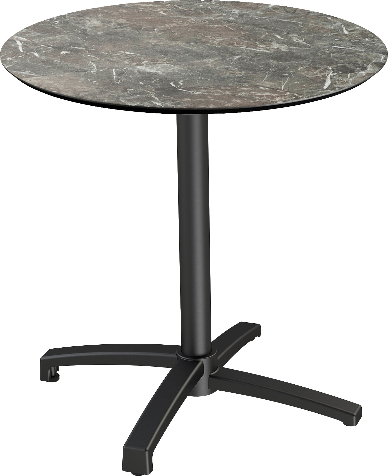 Klapptisch ESSENTIALS "X cross", schwarz (schwarz, galaxy marble, schwarz), B:70cm H:74cm T:70cm, Aluminium/HPL Tischplatte, Tische, in verschiedenen Ausführungen