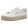 Plateausneaker TAMARIS, Damen, Gr. 41, gold (weiß, goldfarben), Lederimitat, sportlich, Schuhe, Freizeitschuh, Halbschuh, Schnürschuh mit Textilkordel am Plateau