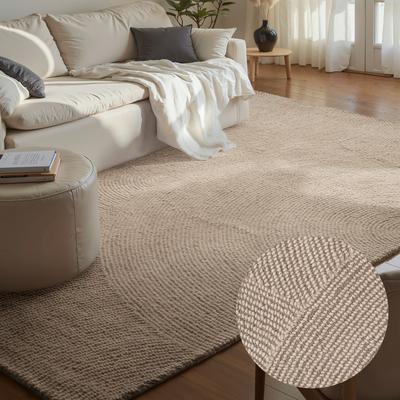 Wollteppich HANSE HOME "Eleni", beige (hellbeige), B:120cm H:18mm L:180cm, Wolle, Teppiche, Handgetuftet, Wolle, Natur, Wohnzimmer, Schlafzimmer, Skandi, Hygge Image