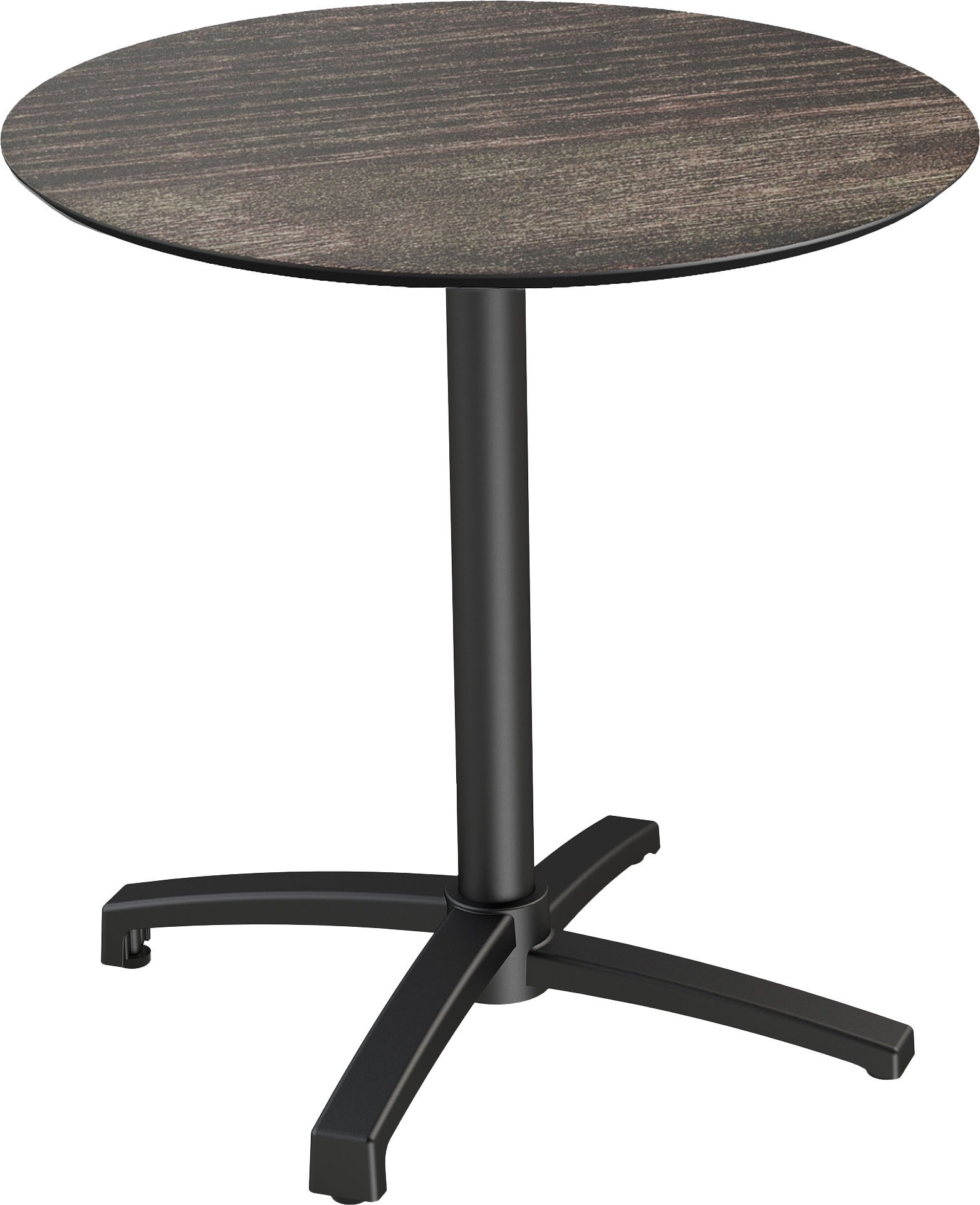 Klapptisch ESSENTIALS "X cross", schwarz (schwarz, riverwashed wood, schwarz), B:70cm H:74cm T:70cm, Aluminium/HPL Tischplatte, Tische, in verschiedenen Ausführungen