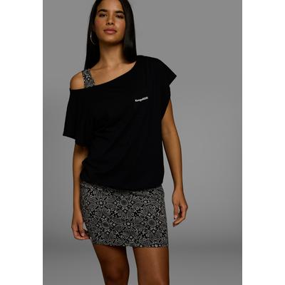 Jerseykleid KANGAROOS, Damen, Gr. 36/38, N-Gr, schwarz, paisley, Single Jersey, Obermaterial: 50% Baumwolle, 50% Modal. Kleid: 95% Baumwolle, 5% Elasthan, gemustert, Paisley, unifarben, casual, Kleider, Shirt mit Kleid - einzeln und zusammen tragbar Image