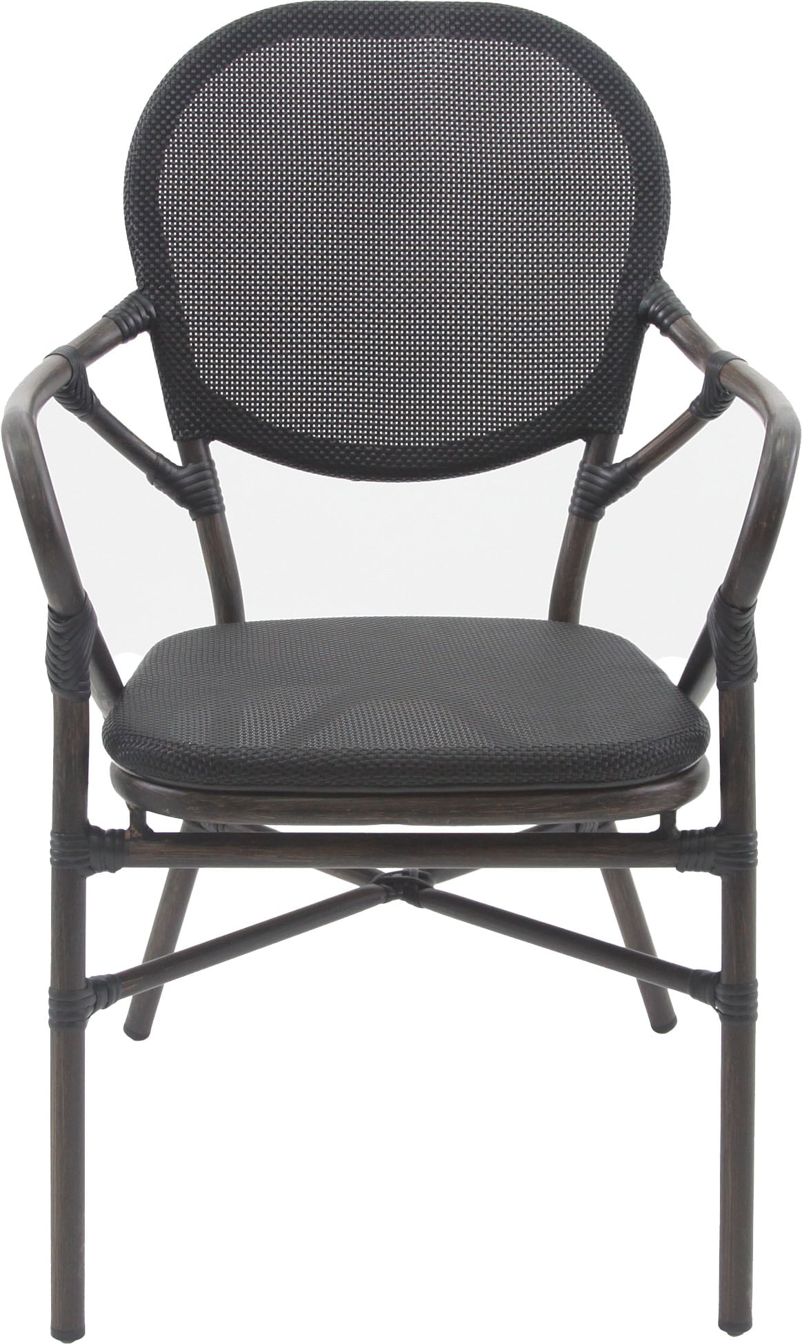 Bistrostuhl ESSENTIALS "Tango", schwarz (wenge, schwarz mesh), B:56cm H:89cm T:64cm, Aluminium, Stühle, Textil – Wenige, schwarz Mesh