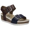 Sandale JOSEF SEIBEL "Quinn 02", Damen, Gr. 38, bunt (dunkelblau, camelfarben), Leder, kontrastfarbene Details, modisch, Schuhe, Plateausandale, Keilsandalette, Klettschuh mit Schnallen