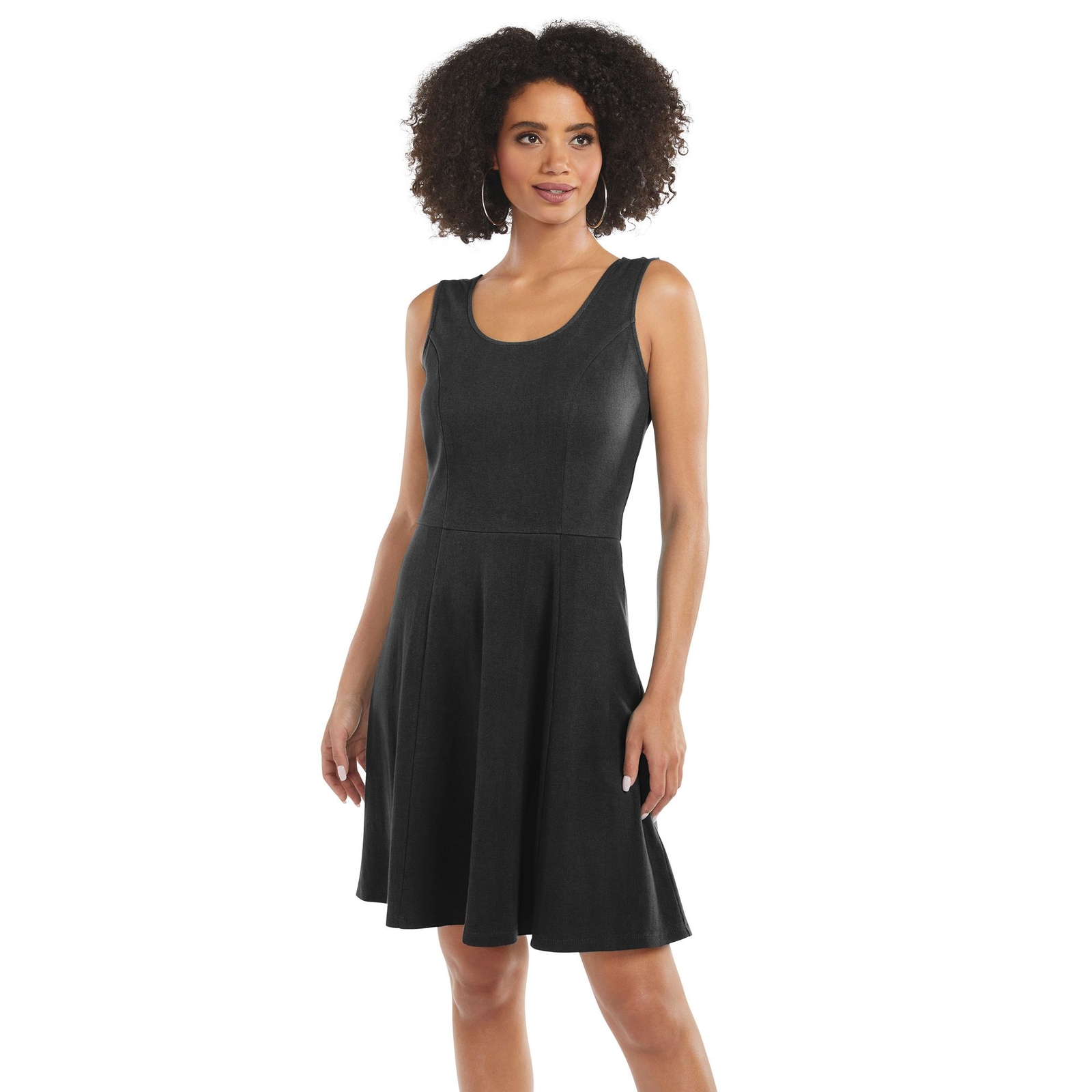 Masseys Fit and Flare Dress (Size 4X) Black, Cotton,Polyester,Spandex