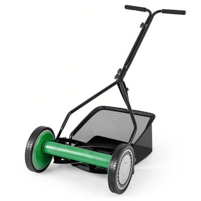 Costway 14 Inch Push Lawn Mower with 5 Steel Blades and Grass Catcher Bag-Green