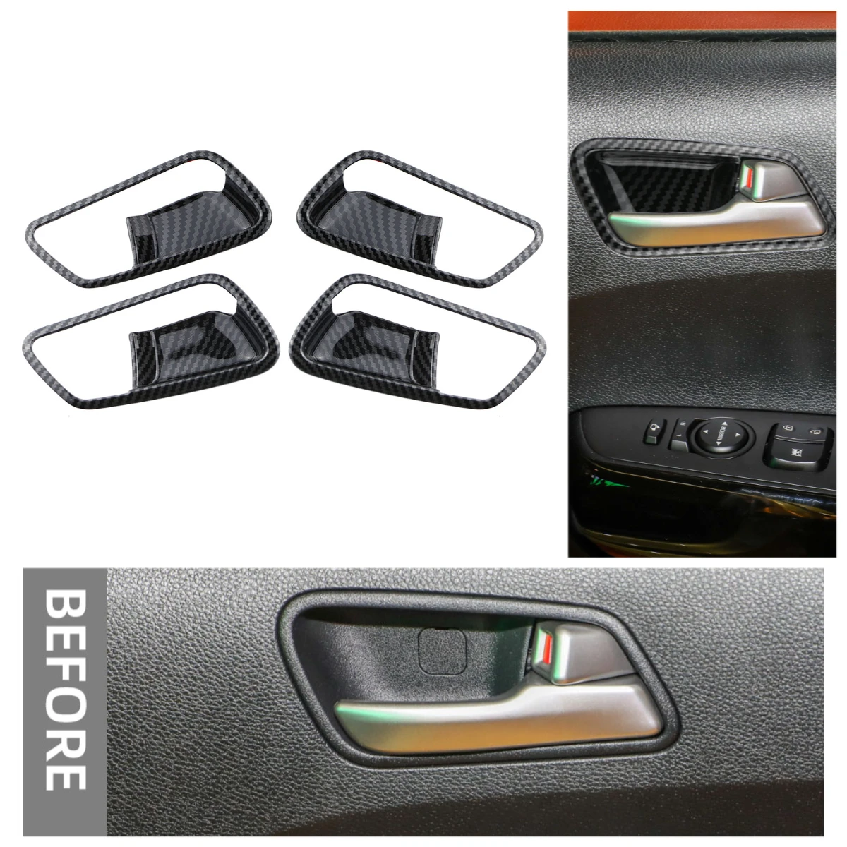 Lmitation Carbon Faser Auto Innen Tür Schüssel Griff Rahmen Abdeckung für Kia Morgen 2021 2022 2023 4 teile/satz Innen Zubehör Image