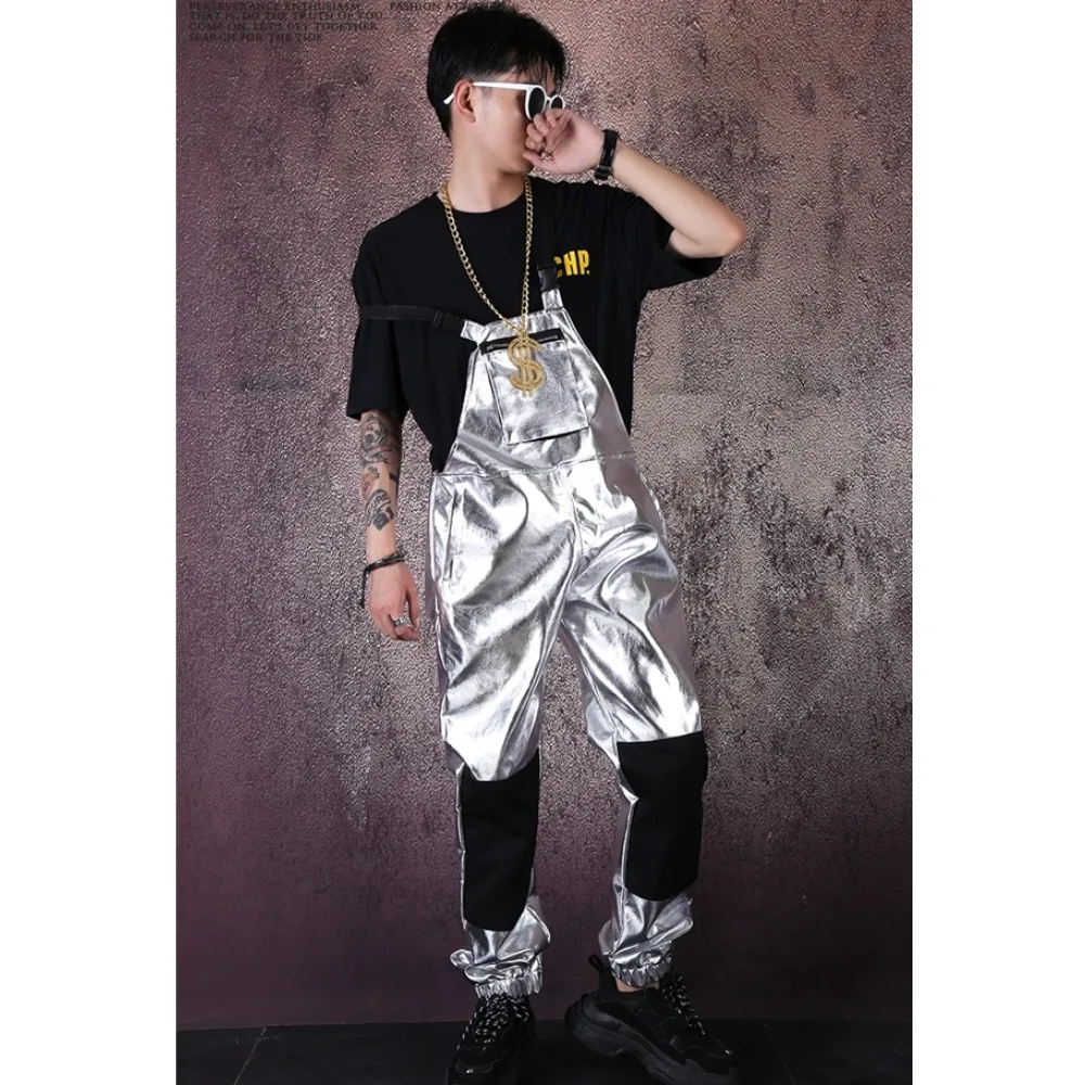 Mode GOGO Dance DJ Kostüm Jazz Erwachsene Männliche Hip Hop Dance Kostüm Silber Insgesamt Männer Hip Hop Hose Nachtclub Amerikanische Kleidung Image