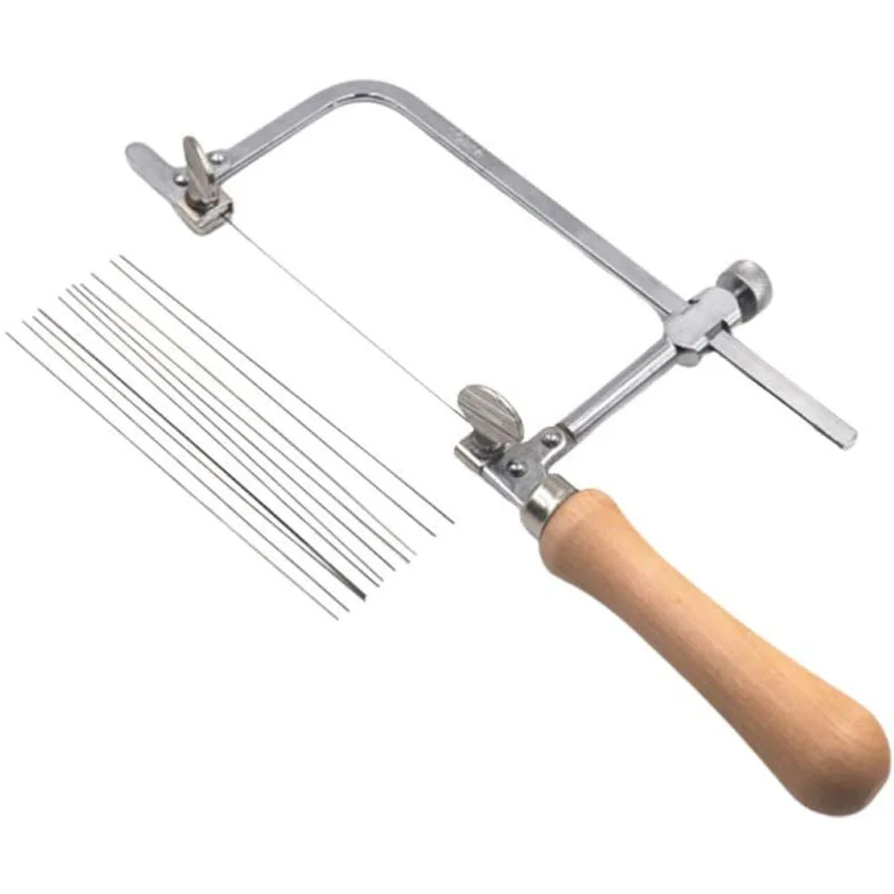 Tragbare verstellbare Rahmen-Säwbow-Stichsäge in U-Form mit 12-teiligem Sägeblatt für die Herstellung von Schmuck, DIY-Verarbeitung, Goldschmied-Werkzeug-Set Image
