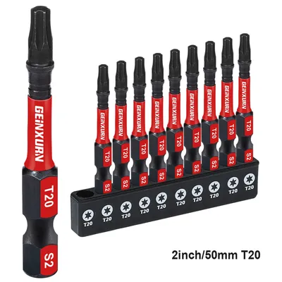 Geinxurn 2 Zoll Impact Magnetic # 20-Torx-Schraubendreher-Bit-Set, T20 Power Bit-Set aus S2-legiertem Stahl mit Sockel