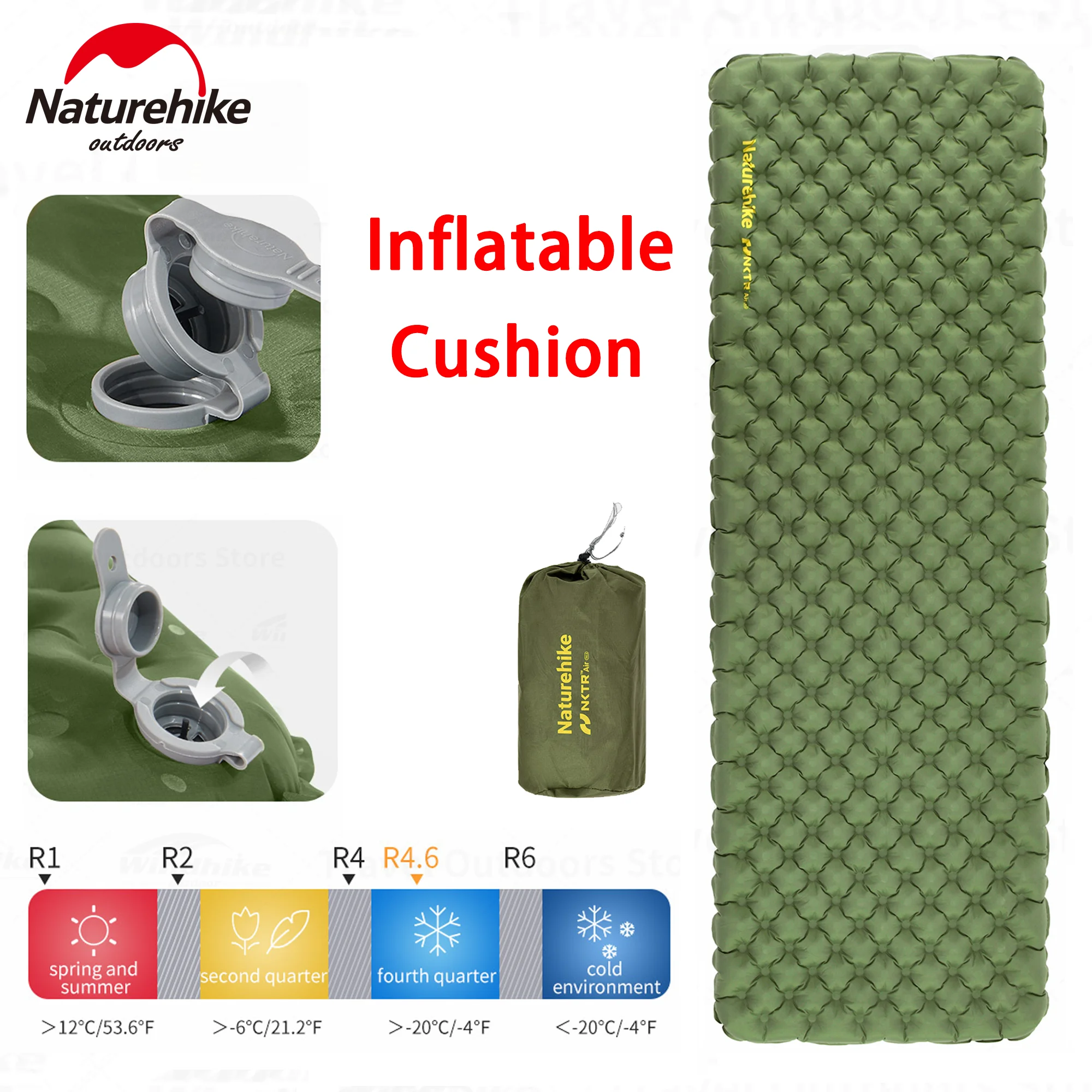 Naturehike R4.6 Aufblasbare Matte Luftkissen Ultraleichte Zeltunterlage Feuchtigkeitsbeständiges Kissen Reise Outdoor Camping Matratze Tragbar Image