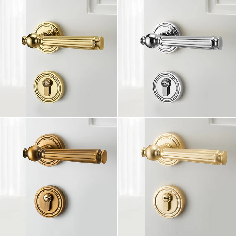 Schlafzimmer-Türschloss aus Holz, Retro-Split-Schloss mit leisem Griff im amerikanischen Stil Image